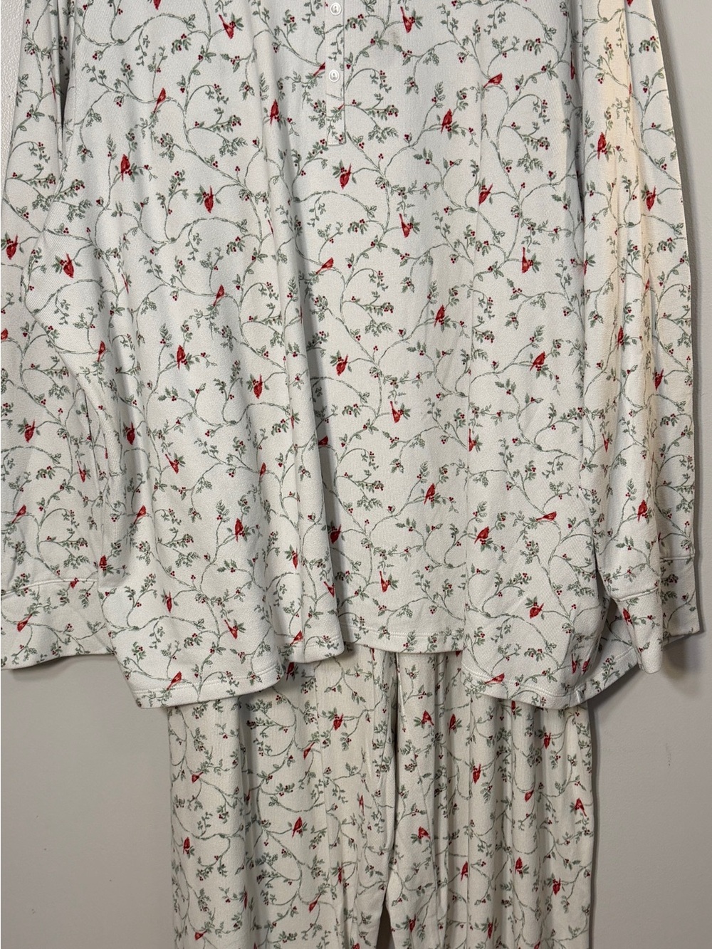 Charter Club intimates women 3X pajama set ivory red cardinal buttery soft EUC